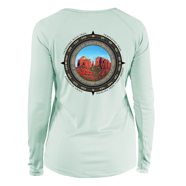 Retro Compass Cathedral Rock Long Sleeve Microfiber Women's T-Shirt
