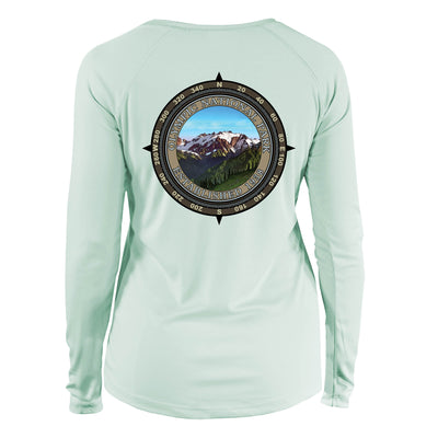 Retro Compass Olympic National Park Long Sleeve Microfiber Women's T-Shirt