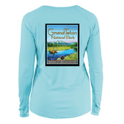 Grand Teton National Park Vintage Destinations Long Sleeve Microfiber Women's T-Shirt