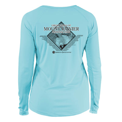 Mount Rainier Trails Diamond Topo Long Sleeve Microfiber Women's T-Shirt