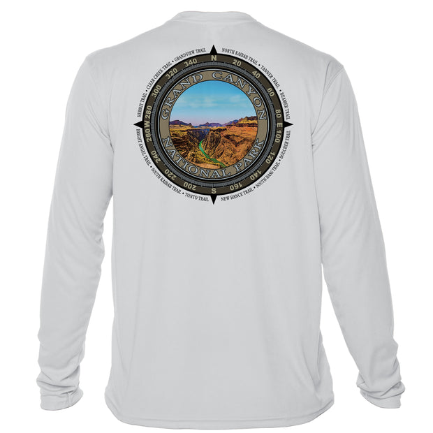 Retro Compass Grand Canyon National Park Microfiber Long Sleeve T-Shirt