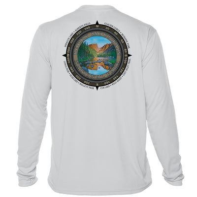 Retro Compass Rocky Mountain National Park Microfiber Long Sleeve T-Shirt