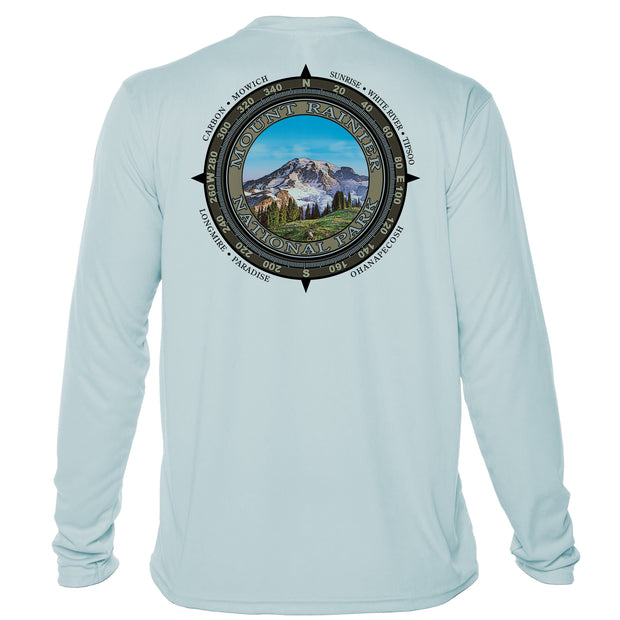 Retro Compass Mount Rainier Microfiber Long Sleeve T-Shirt