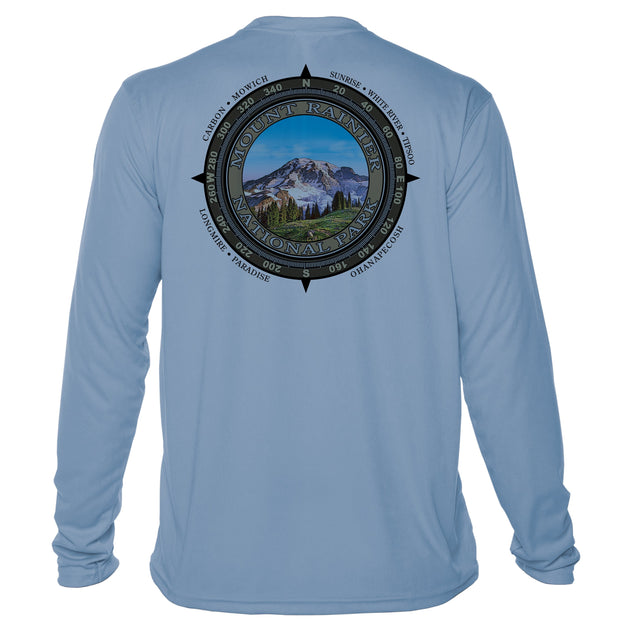 Retro Compass Mount Rainier Microfiber Long Sleeve T-Shirt