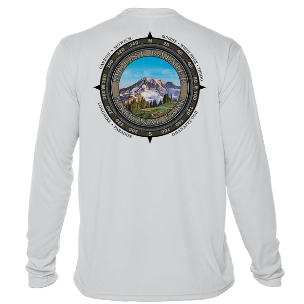 Retro Compass Mount Rainier Microfiber Long Sleeve T-Shirt