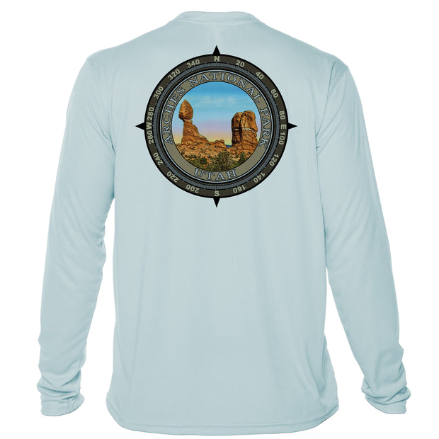 Retro Compass Arches National Park Microfiber Long Sleeve T-Shirt