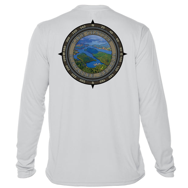 Retro Compass Lake Chatuge Microfiber Long Sleeve T-Shirt