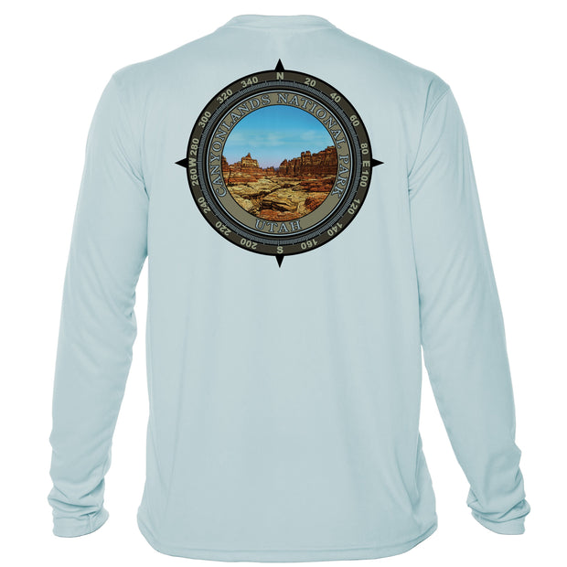 Retro Compass Canyonlands National Park Microfiber Long Sleeve T-Shirt
