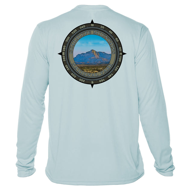 Retro Compass Guadalupe Mountains Microfiber Long Sleeve T-Shirt