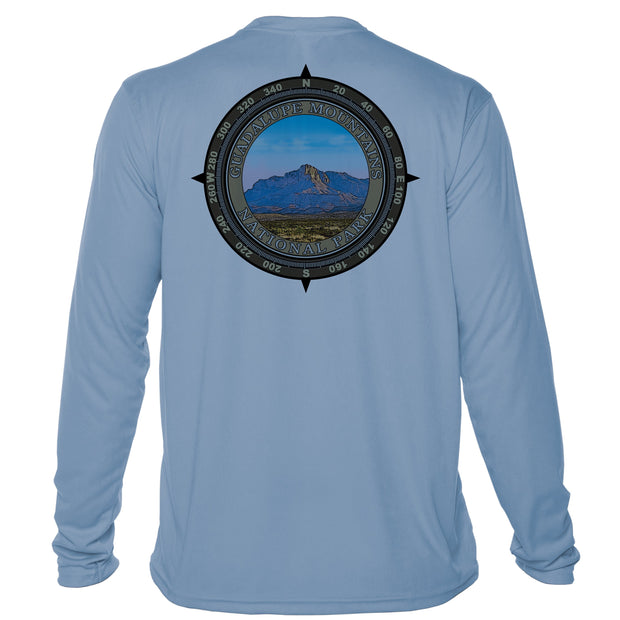 Retro Compass Guadalupe Mountains Microfiber Long Sleeve T-Shirt