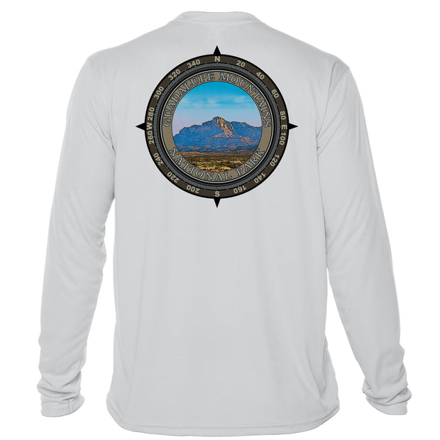 Retro Compass Guadalupe Mountains Microfiber Long Sleeve T-Shirt