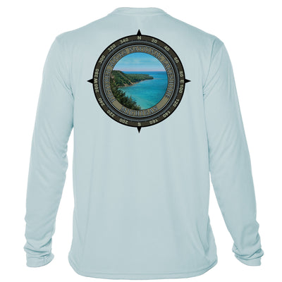 Retro Compass Pictured Rock Microfiber Long Sleeve T-Shirt