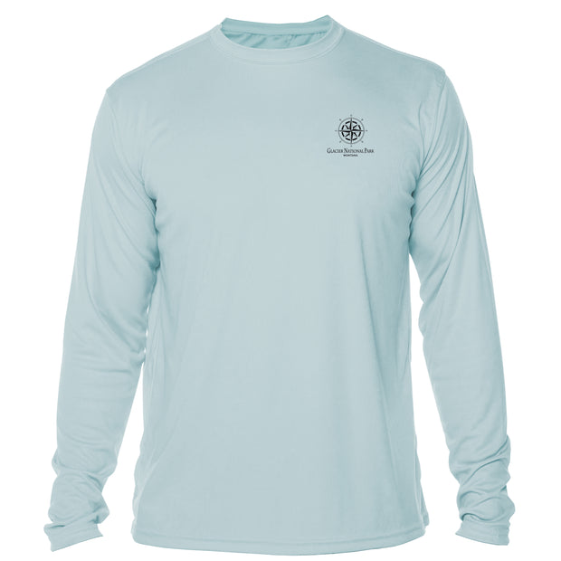 Retro Interpretive Glacier National Park Microfiber Long Sleeve T-Shirt