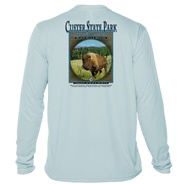 Retro Interpretive Custer State Park Microfiber Long Sleeve T-Shirt