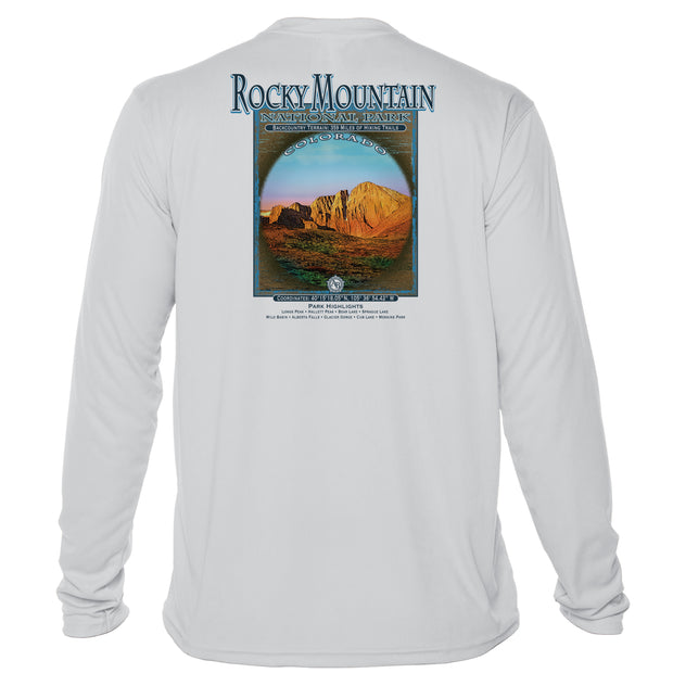 Retro Interpretive Rocky Mountain National Park Microfiber Long Sleeve T-Shirt