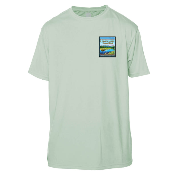 Grand Teton National Park Vintage Destinations Short Sleeve Microfiber Men's T-Shirt